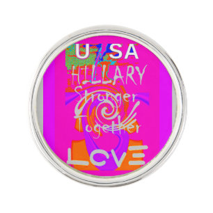 Pink Bordered Hillary Inspiration Art Print Pin