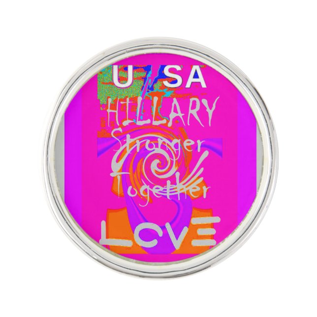 Pink Bordered Hillary Inspiration Art Print Pin (Front)