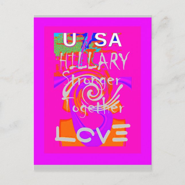 Pink Bordered Hillary Inspiration Art Print Postcard (Front)