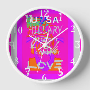 Pink Bordered Hillary Inspiration Art Print Wall Clock