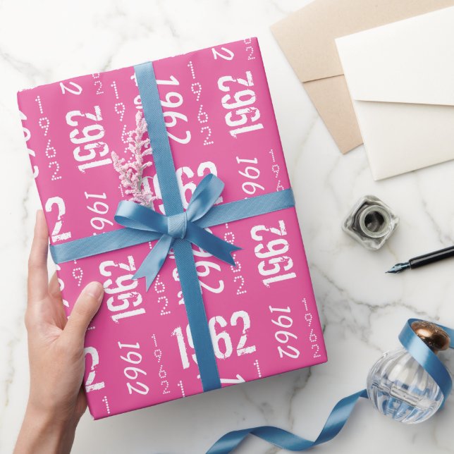 PINK Born in 1962 Birthday Year Wrapping Paper (Gifting)