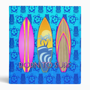 Pink Born To Surf 3 Ring Binder