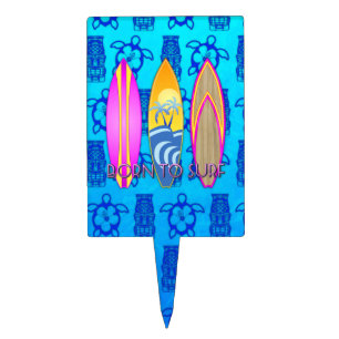 Pink Born To Surf Cake Topper