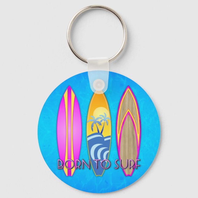 Pink Born To Surf Keychain (Front)