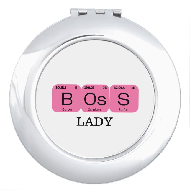 Pink Boss Lady Periodic Table Element Compact Mirror (Front)