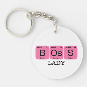 Pink Boss Lady Periodic Table Element Keychain