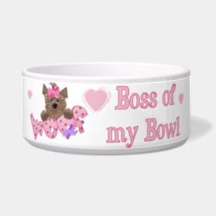 girl dog bowls