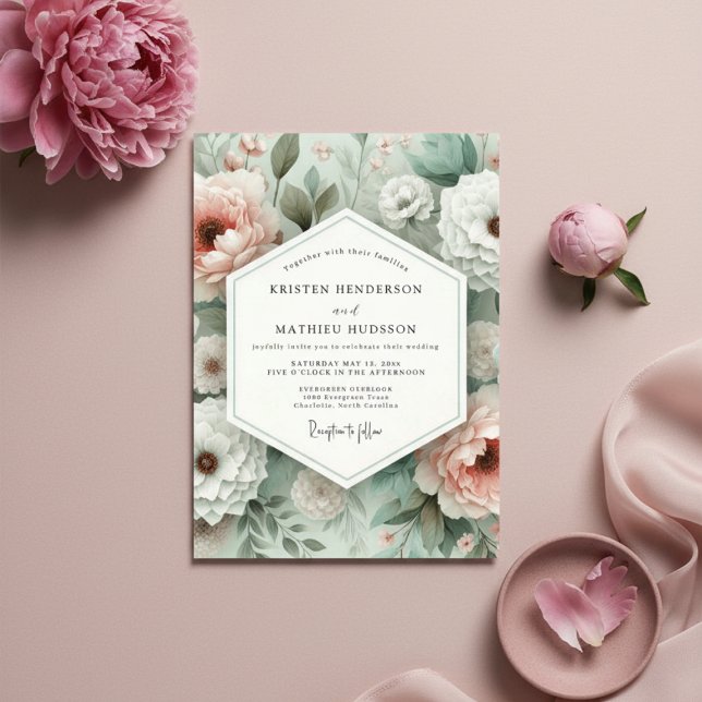 Pink Botanical Bloom Wedding Invitation (Creator Uploaded)