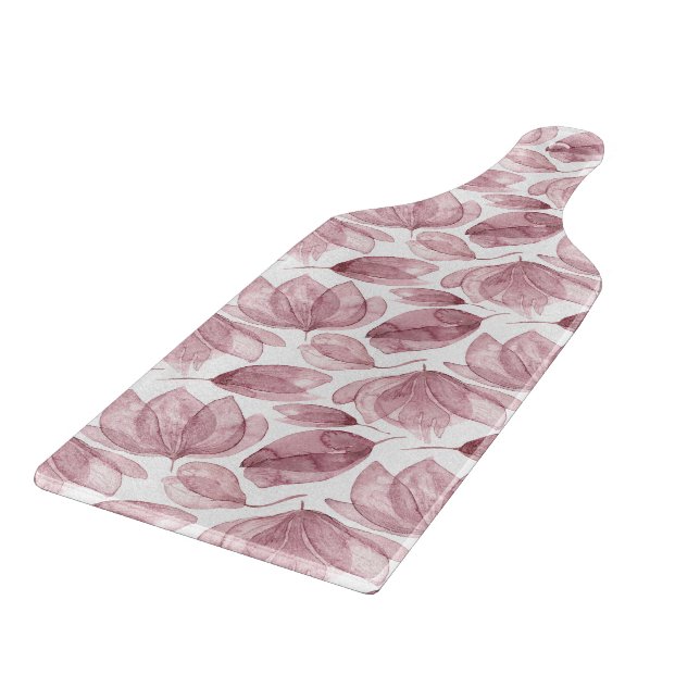 Pink Botanical Floral Flower Pattern Cutting Board (Corner)