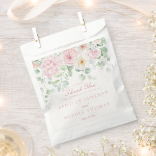 Pink Botanical Floral Hydrangea Wedding Dessert Favor Bag