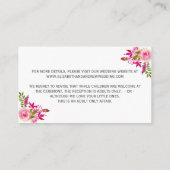 Pink Botanical Floral Wedding Details Info Enclosure Card (Back)