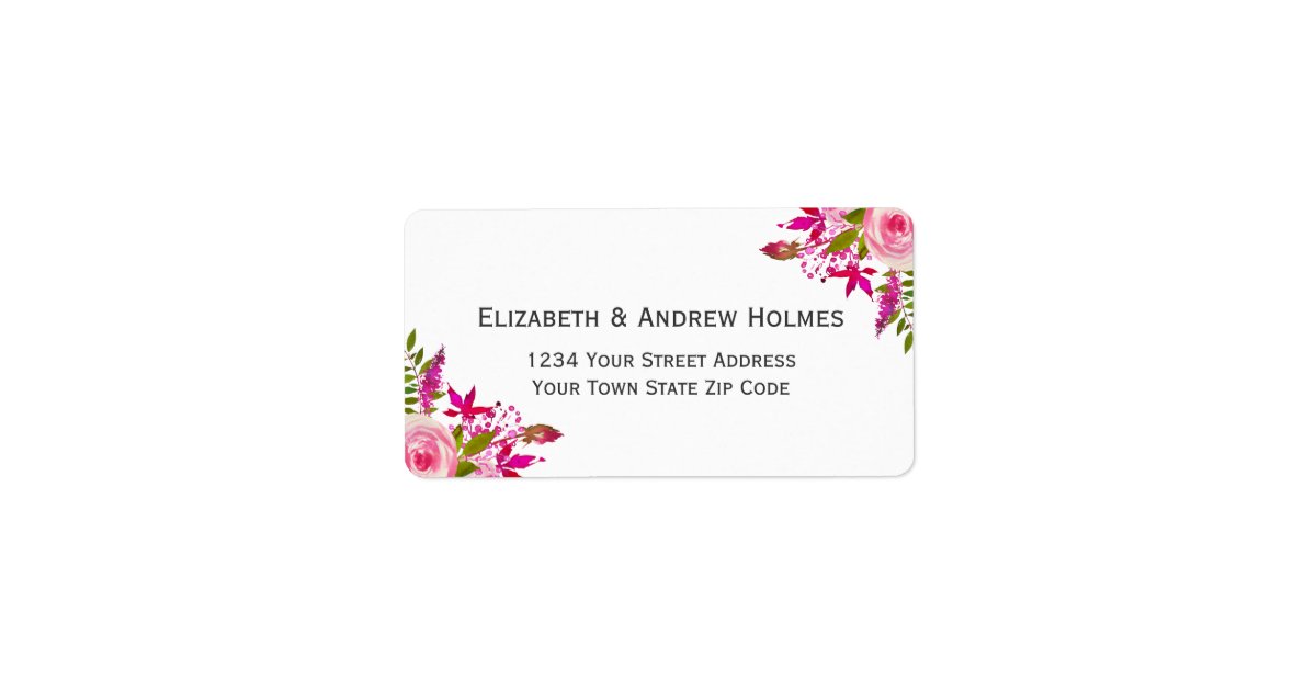 Pink Botanical Floral Wedding Return Address Label | Zazzle
