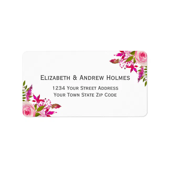 Pink Botanical Floral Wedding Return Address Label | Zazzle