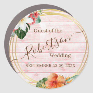 Pink Botanical Guest of Wedding Cruise Door Magnet