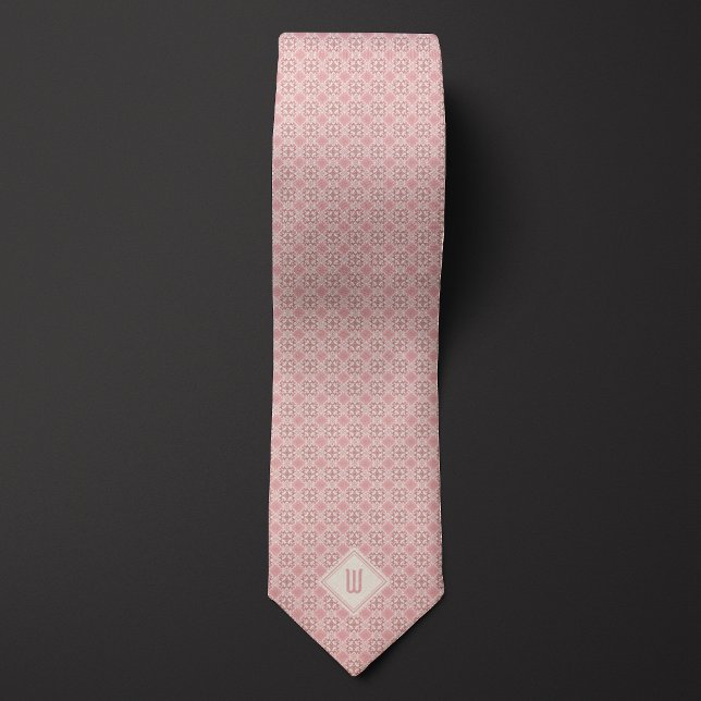 Pink Botanical Inspired Monogram Neck Tie (Creator Uploaded)