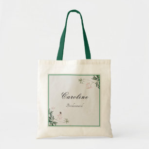 Pink Botanical Japanese Print Bridesmaid Tote Bag