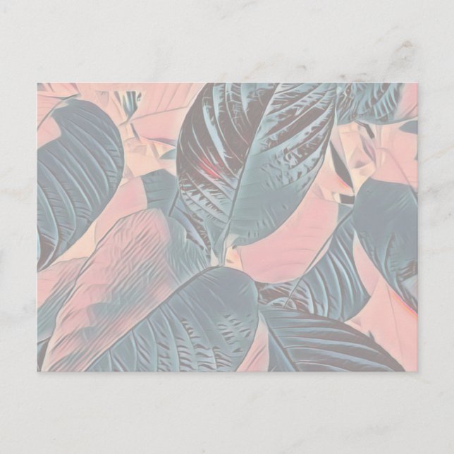 Pink Botanical Leaves Post Card (Customize) (Front)