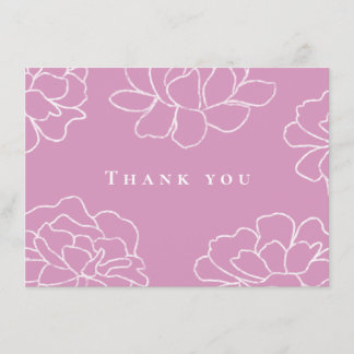 Pink Botanical Modern Wedding Thank You Card