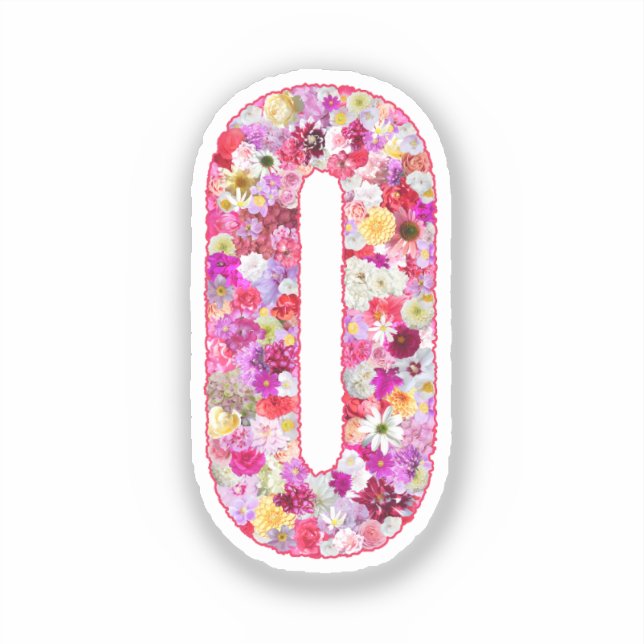 Pink Botanical Monogram Floral Letter O Initial Sticker (Front)
