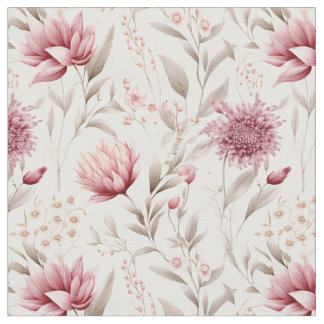 Pink botanical rustic cozy design fabric