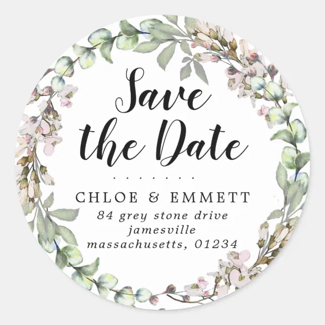 Pink Botanical Save the Date Return Address Labels Zazzle