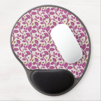 Pink Botanical Vine Pattern | Elegant Floral Leaf  Gel Mouse Pad