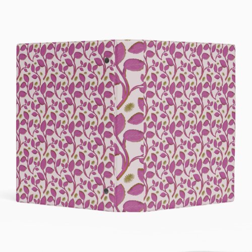 Pink Botanical Vine Pattern | Elegant Floral Leaf  Mini Binder