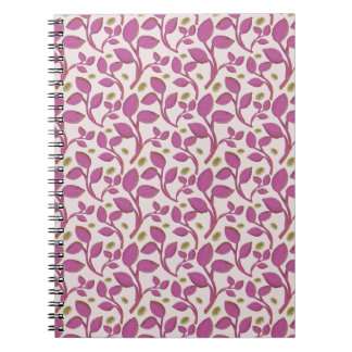 Pink Botanical Vine Pattern | Elegant Floral Leaf  Notebook