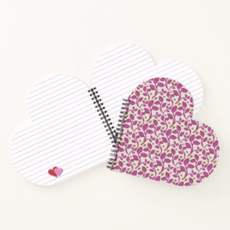 Pink Botanical Vine Pattern | Elegant Floral Leaf  Notebook
