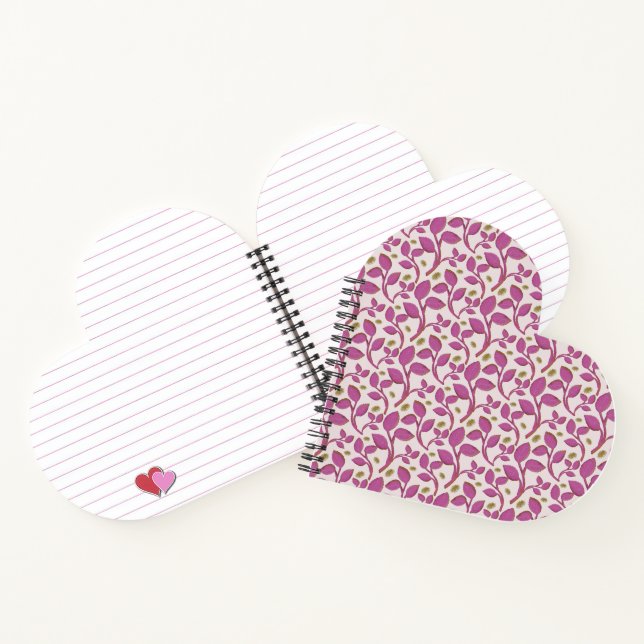 Pink Botanical Vine Pattern | Elegant Floral Leaf  Notebook (Inside)