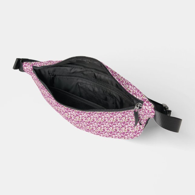 Pink Botanical Vine Pattern Floral Nature Design Fanny Pack (Open)