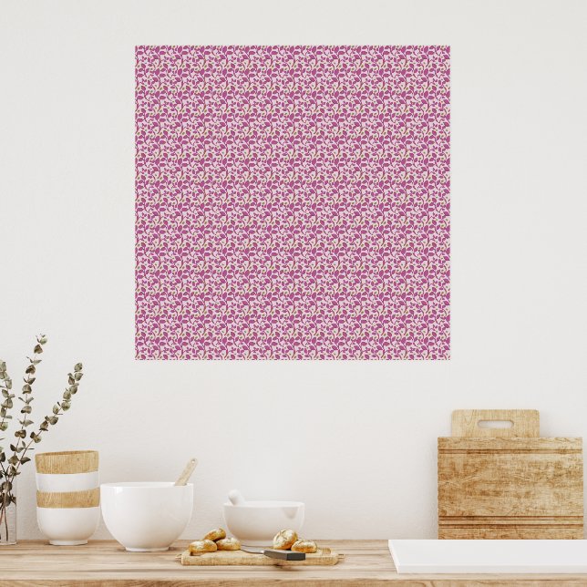 Pink Botanical Vine Pattern Floral Nature Design Poster (Kitchen)