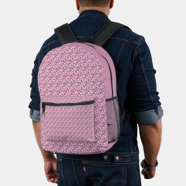 Pink Botanical Vine Pattern Floral Nature Design Printed Backpack (Insitu (Model))