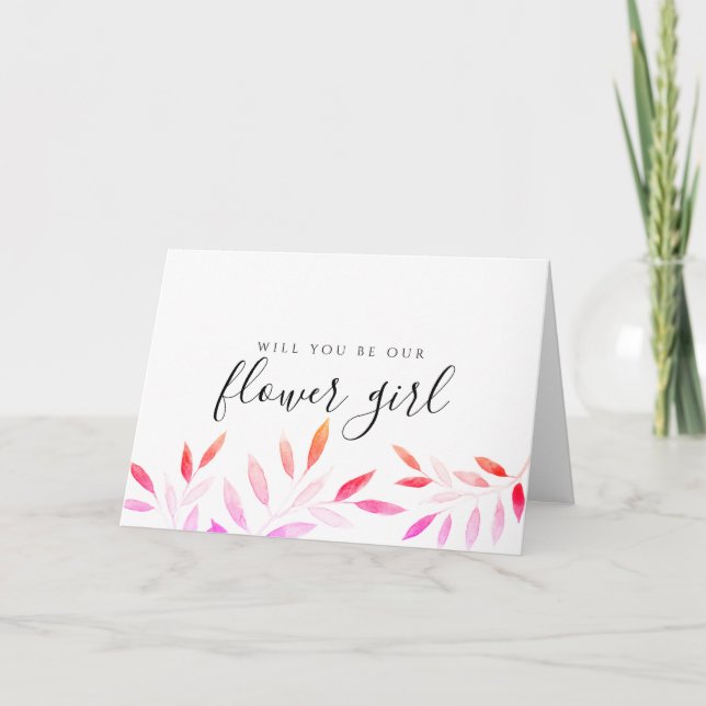 Pink Botanical Will You Be Our Flower Girl Card (Front)