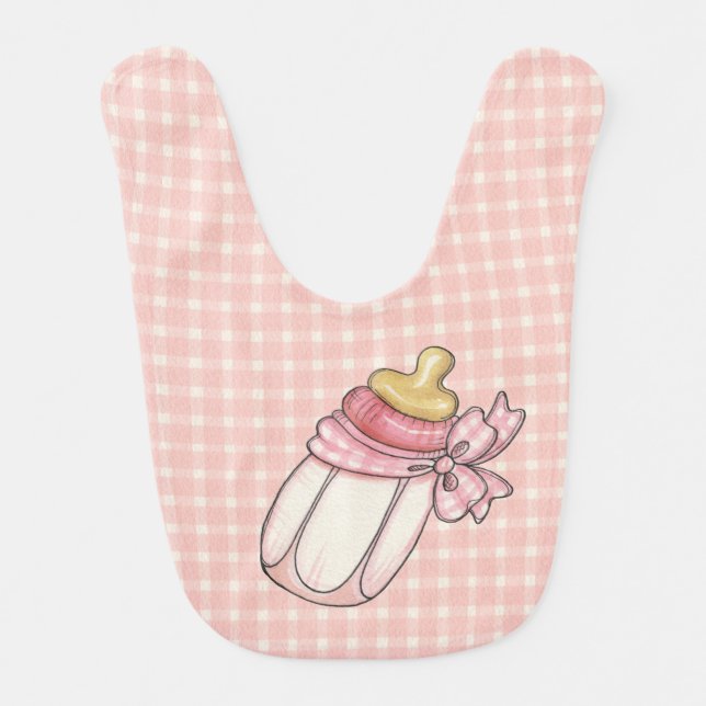 Pink Bottle Baby Bib (Front)