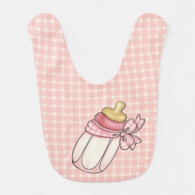 Pink Bottle Baby Bib (Front)