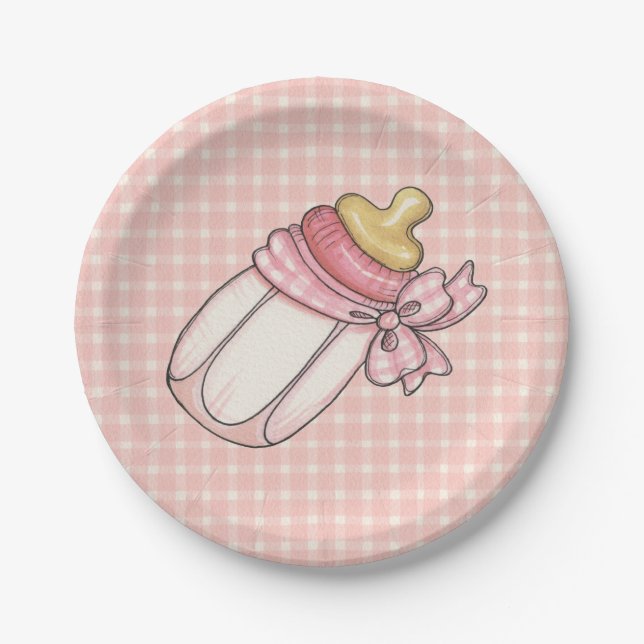 Pink Bottle Paper Plates (Front)