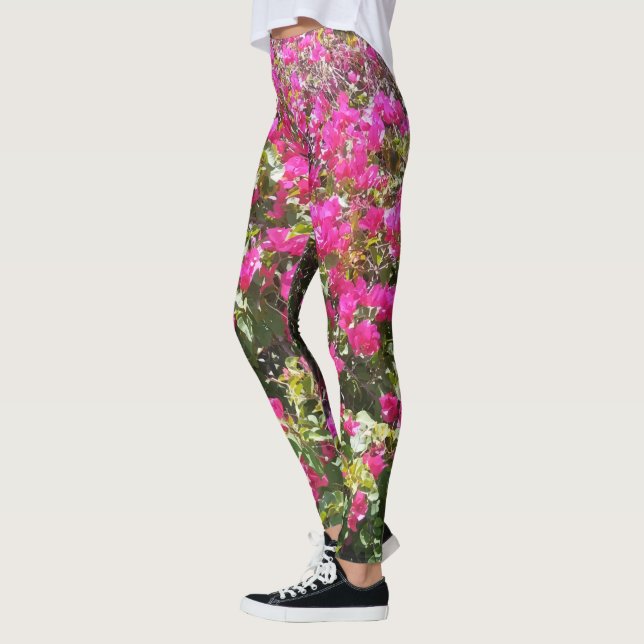 Pink Bougainvillea Bush Leggings (Left)