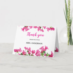 Pink Bougainvillea Floral Bridal Shower Thank You