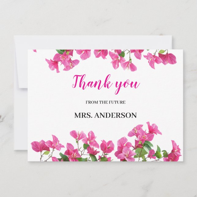 Pink Bougainvillea Floral Bridal Shower Thank You (Front)