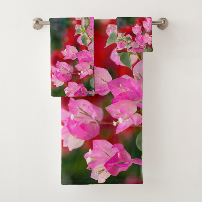 Pink Bougainvillea flower  Bath Towel Set (Insitu)