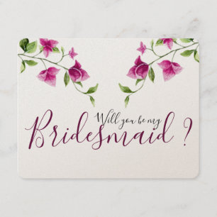 Pink Bougainvillea Flower Bridesmaid Invitation