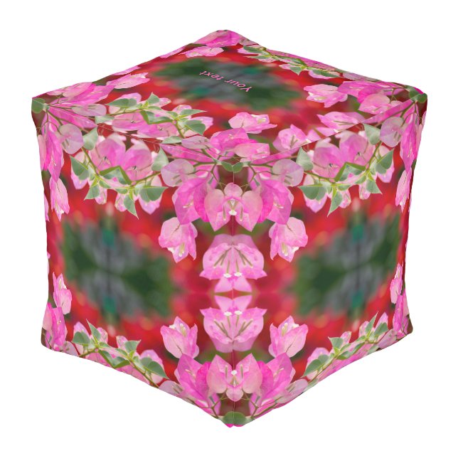 Pink Bougainvillea flower Pouf (Angled Back)