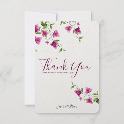 Pink Bougainvillea Flower Thank You Card