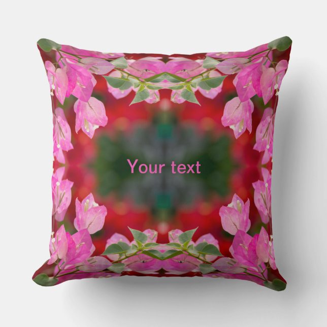 Pink Bougainvillea flower Throw Pillow (Front)