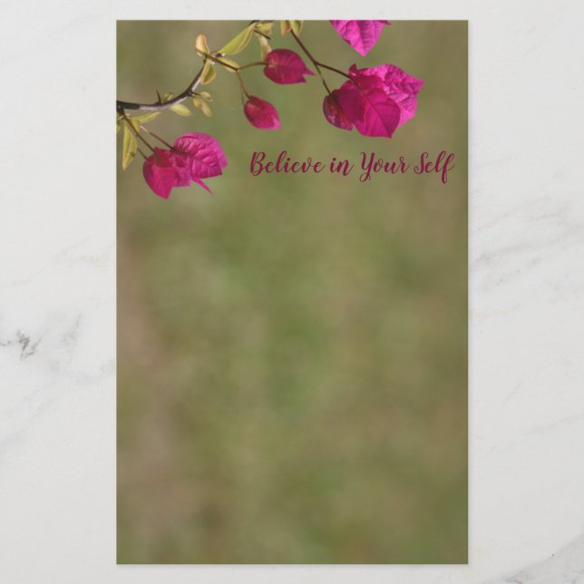 Pink Bougainvillea Motivational Stationery (Front)