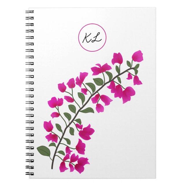 Pink Bougainvillea Personalized Photo Notebook (Front)