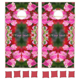 Pink Bougainvillea tropical flower blossom Cornhole Set