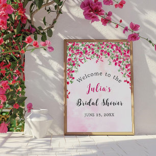 Pink Bougainvillea Tropical Forest Bridal Shower Poster