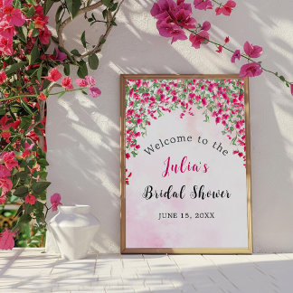 Pink Bougainvillea Tropical Forest Bridal Shower Poster